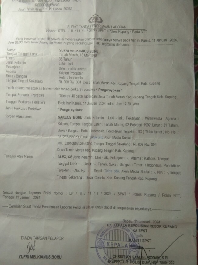 Keluarga Korban Minta Polres Kupang Segera Tangkap Terduga Pelaku Kasus Pengeroyokan Di Desa Tanah Merah