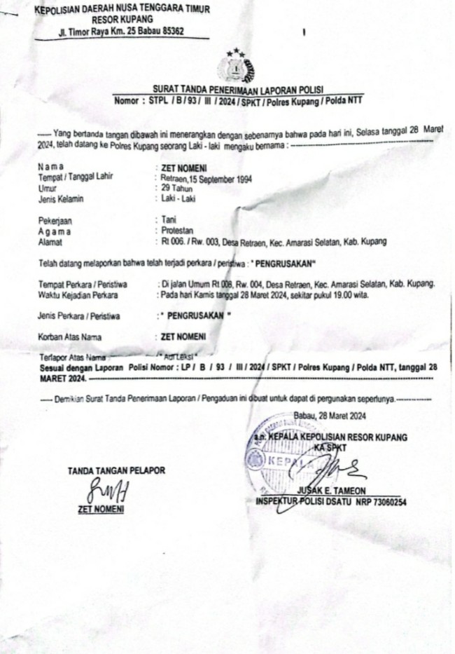 Tolak Ajakan Minum Miras, 1 Unit Motor Milik Zet Nomeni Dibakar