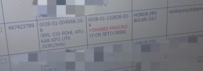 Foto: Tampilan layar laporan pengiriman honor PPS. 