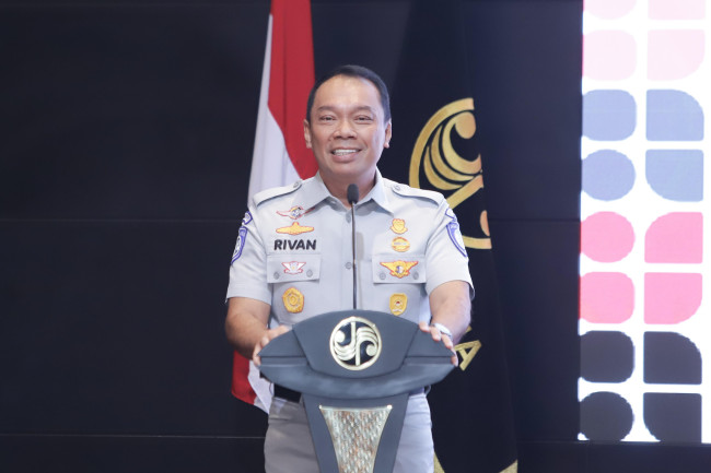 Foto: Direktur Utama Jasa Raharja, Rivan A. Purwantono saat memberikan sambutan dalam kegiatan  Diskusi Interaktif HAKORDIA Tahun 2024.