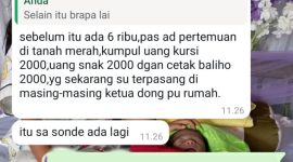 Foto: Screenshot pengakuan Anggota Ormas Pelita Prabu melalui pesan singkat WhatsApp, Minggu (26/01) 