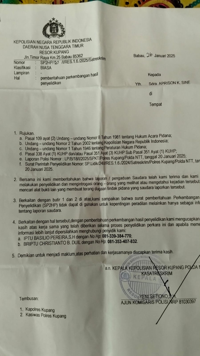Korban Penganiayaan Di Desa Tuapukan Nilai Polres Kupang Lambat Ungkap Kasus 1 Korban Penganiayaan Desa Tuapukan Nilai Polres Kupang Lambat Ungkap Kasus