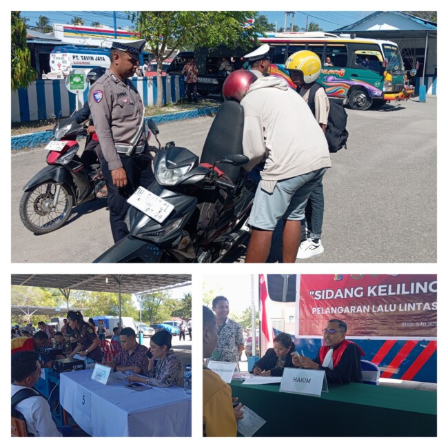 Foto: Sidang Keliling Pelanggaran Lalu Lintas yang digelar di halaman Satlantas Polres Kupang, Kamis (15/05) 