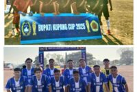 Foto: Derbi sekampung antara Galardo FC (atas) dan Kampus FC (bawah).
 (dok: Panitia Bupati Kupang Cup 2025)