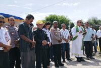 Foto: Doa bersama guna peletakan batu pertama gedung Satreskrim dan unit PPA, dipimpin oleh Romo Gusti.