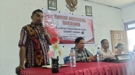 Foto: Ketua Kopdes Merah Putih Oebelo, Jooy Marsyano Mooy Mbatu, SH., saat memberi sambutan dalam pelaksanaan RAT tahun buku 2025.