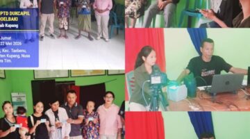 Foto: Pelayanan Adminduk kepada warga Desa Bokong oleh UPTD Dukcapil Kecamatan Kupang Tengah.