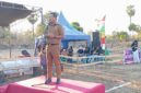 Foto: Bupati Kupang, Yosef Lede, S.H., saat memberi sambutan dalam pembukaan turnamen Kades Kuanheun Cup V